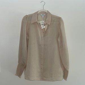 Cream Sheer button up size M EXPRESS